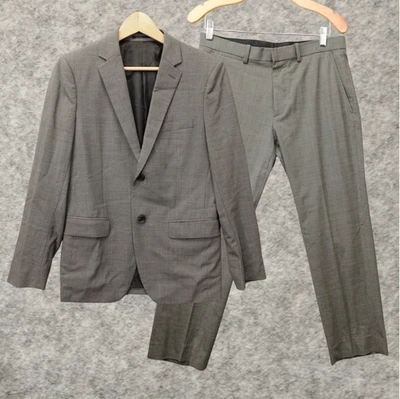 Theory Wool Stretch Suit Mens 36S XS Heather Gray Slim WELLAR Blazer Pants 32x27 - Image 1 of 4