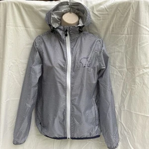 Ivory Ella Elephant Blue and White Striped Hooded Windbreaker Jacket XS - Picture 1 of 12
