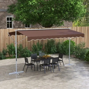 Outsunny Standmarkise 4 x 3 m Gartenmarkise mit Faltarm Kurbel für Garten - Bild 1 von 10