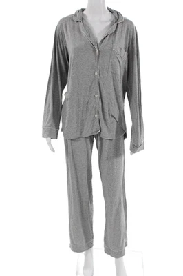Conjunto de pijama camisa pantalones manga larga gris talla pequeña Eberjey para mujer Foto 1 de 4