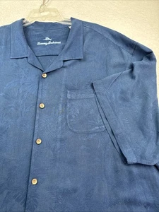 Tommy Bahama Men's 100% Silk Tropical Hawaiian shirt Navy Blue Size 3XL/3TG AOP - Picture 1 of 23