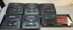 Lot of 5 Sega Genesis  Video Game Systems & System Power Base tested to power on