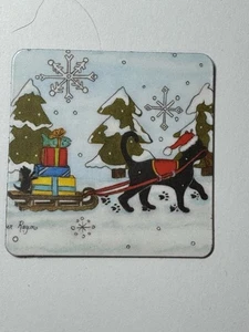 Lindos gatos navideños tirando de un trineo lleno de regalos, imán nevera animal - Imagen 1 de 1