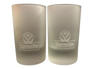 2-Jagermeister Shot Glasses (4cl ARC) Frosted Glass Jager Bar Measurements Set 2 - Picture 1 of 4