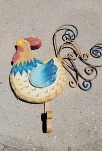 Multicolor Harz Huhn Henne Hahn Wandhänger Haken Draht Feder Landhaus Kern - Bild 1 von 4
