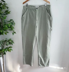 Cotton On Womens Size 16 High Waisted Carpenter Jeans Wide Leg Green Denim - Picture 1 of 10