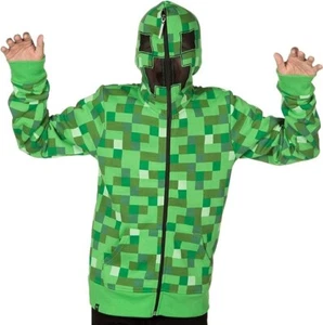 JINX MINECRAFT CREEPER Youth Size Small Zip-Up Sweatshirt Hoodie, with Mask - Picture 1 of 11
