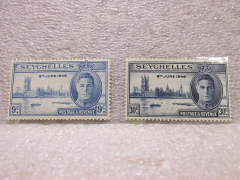 1946 SEYCHELLES STAMP SET MH SCOTT #149-150 Cover