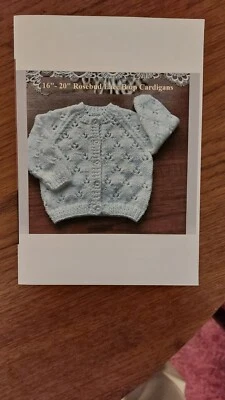 Baby Knitting Pattern, 16"- 20" Rosebud Lace Cardigans - Image 1 of 2