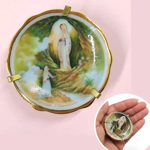LIMOGES Francia Mini Plato Lourdes Aparición Virgen María Porcelana Borde Dorado 2" - Imagen 1 de 10