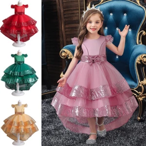 Chirstmas Kids Girls Flower Tutu Dress Wedding Party Pageant Princess Prom Gown - Picture 1 of 37
