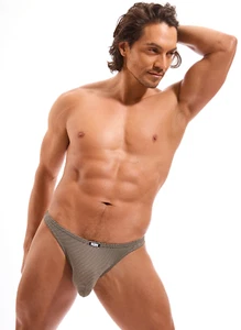 N2N SEXY MICRO STRIPE THONG BLACK/NUDE STRIPE Size S 28"-30" SM10 - Picture 1 of 4
