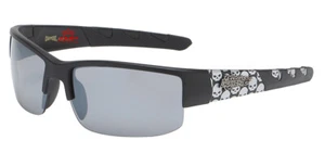Gafas de sol Choppers Sleek Gangster Skulls envolventes motocicleta humo/espejo 6722 - Imagen 1 de 13