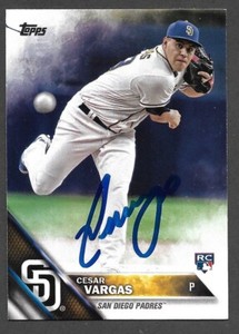 2016 TOPPS US 289  Cesar Vargas  ROOKIE  PADRES  SIGNED AUTOGRAPH AUTO COA