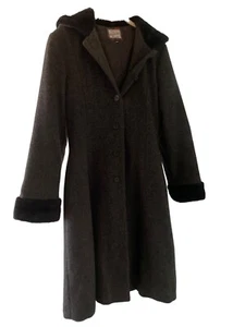 Rothschild Dark Gray Wool Faux Fur Trim Long Winter Girls Coat Size 18.5 - Picture 1 of 8