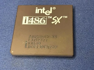 i486SX-33 INTEL CPU A80486SX-33 VINTAGE 89+ 168 Gold Pins NEW RARE LAST ONES - Picture 1 of 2