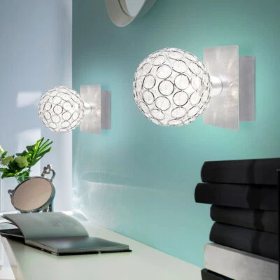 Spot da Parete Lampada Corridoio Alluminio Cristallo Argento H 11 CM 2er Set - Immagine 1 di 4