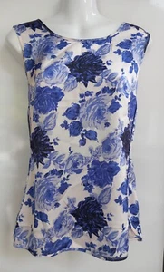 BNWT Laura Ashley Blue Ivory Floral Sleeveless Top Vest Blouse Size 12 £45 - Picture 1 of 5