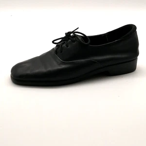 Hush Puppies Womens Oxford Dance Shoe Black Leather Lace Up Square Toe 9.5 - Picture 1 of 10