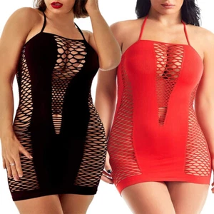 Womens Sexy Lingerie Nightgown Fishnet Bodycon Dress Babydoll Bodysuit Sleepwear - Picture 1 of 39