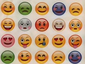 Emojis Print/White Spandex 4 way Stretch Fabric 60" x 17" Cut Piece Costume/Swim - Picture 1 of 3