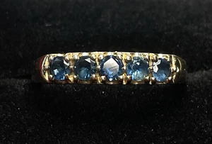 ANILLO BANDA ZAFIRO AZUL ORO 14K PIEDRAS PRECIOSAS NATURALES TALLA 8 2,6 GRAMOS - Imagen 1 de 13
