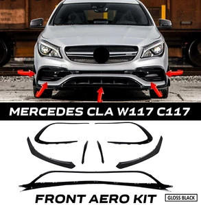 FRONT LIP AIR KNIFE SPLITTER FOR MERCEDES CLA C117 W117 CLA45 AERO KIT CANARD - Picture 1 of 20