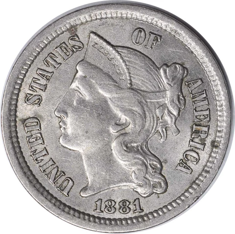 1881 Three Cent Nickel AU Slider Uncertified #110 Cover