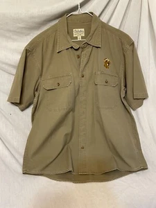 Cabela's Men's Shirt L Brown Button Down Dog Embroidered Short Sleeve - Picture 1 of 5