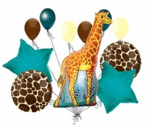 11 pc GIRAFFE party BALLOONS new BIRTHDAY safari JUNGLE zoo FAVORS any occasion - Picture 1 of 1