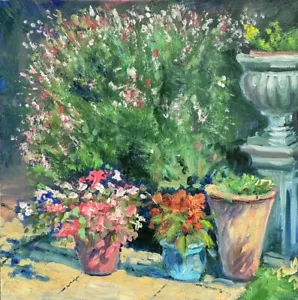 ORIGINAL GENNADIY Woodbridge Gärten Blumengarten Norfolk Rosen Ölgemälde - Bild 1 von 1