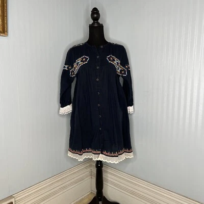 Zara Kids Gunne Sax Style Navy Embroidered Girls Dress Lace Spring Easter Sz 13 - Image 1 of 4