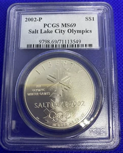 2002-P $1 Salt Lake City Olympics Commem Silver Dollar PCGS MS 69 - Picture 1 of 2
