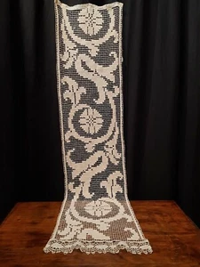Antica Tenda a filet a mano cm.155x40. Perfetta colore ecru'. - Foto 1 di 3