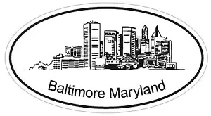 Baltimore Maryland Oval Bumper Sticker or Helmet Sticker D1172 - Picture 1 of 1