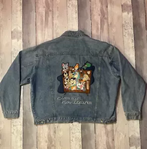 Warner Bros Looney Tunes Vintage denim trucker jean jacket vintage men’s XL RR - Picture 1 of 8