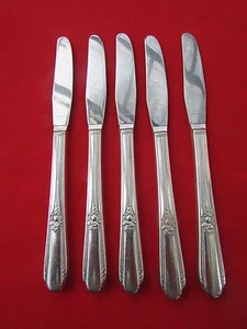 1937 Memory Pattern Lot of 5 Grill Knives by Wm Rogers Oneida Silver Plate - Bild 1 von 11