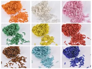 1000 pcs Glass Tube Bugle Beads 2X7mm Silver-Line+ Storage Box Jewelry Making - Picture 1 of 27