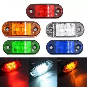2LED Car Truck Trailer RV Oval 2.5" Side Marker Clearance Lights 12V-24V Blue - Foto 1 di 17