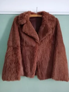 Vintage rabbit fur coat size 10 - 60s 70s Jacket - Picture 1 of 6