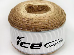 2-Skein/Cakes Lot Cakes Glitz Yarn Light Metallic 2x150g/540m Brown Cream - Picture 1 of 4