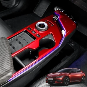 For Kia EV6 Gloss Red Car Interior Gear Shift Panel Water Cup Holder Cover Trim - Picture 1 of 7
