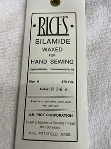 Rice’s Waxed Silamide Skeins Hand Sewing Thread 675 Yds. Dark Gray 814 Size A - Picture 1 of 2