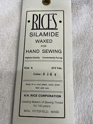 Rice’s Waxed Silamide Skeins Hand Sewing Thread 675 Yds. Dark Gray 814 Size A - Image 1 of 2