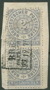 Norddeutscher Postbezirk NDP 1869 2 centavos 17 verticales Par sellado - Imagen 1 de 1