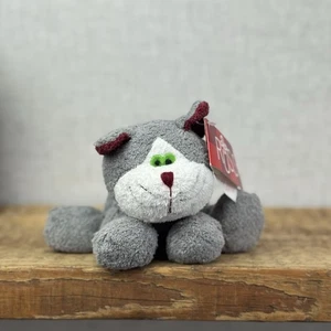 Russ Berrie Luv Pets Crispy Grey Cat Green Eyes - Rare With Tags New Beanie 5" - Picture 1 of 12