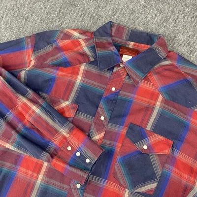 Camisa Rustler De Colección Para Hombres 2XL XXL Cuadros Western Colas Largas Perla A Presión Manga Larga Foto 1 de 4