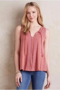 Anthropologie Meadow Rue Top mit Schnürung zum Binden Größe XS rosa mauve neu 68 $ Etikett neu mit Etikett - Bild 1 von 8