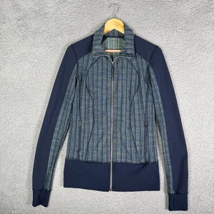 Lululemon Women’s Jacket Full Zip Pockets Thumbholes Asana Size Medium Stripe - Picture 1 of 8