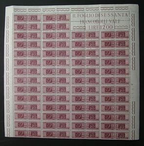 1955 ITALIA 20 lire Pacchi Postali stelle Blocco 52 valori MNH** - Foto 1 di 2